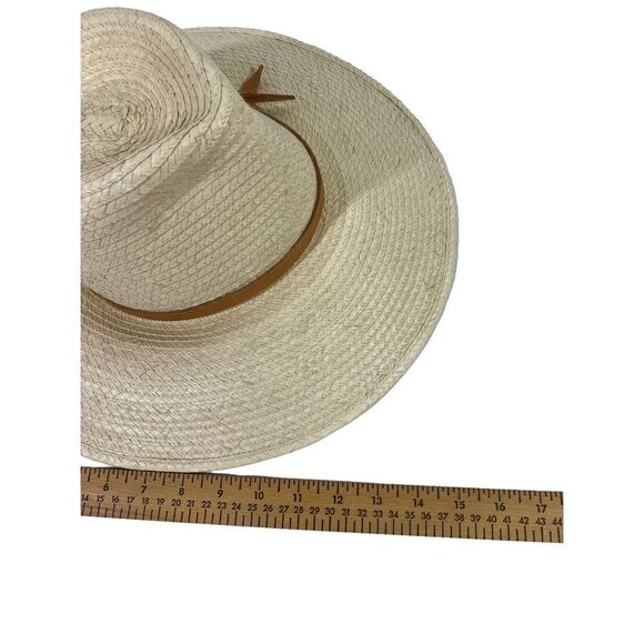 Womens Sunbody Palm Leaf Hat Leather strap size 7 Sun Straw Hat Boho Handmade - Picture 3 of 9